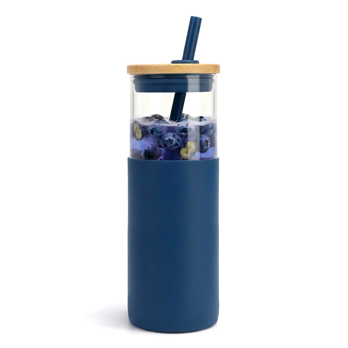 Tronco 24 oz Glass Tumbler with Lids and Straws, Reusable Iced Coffee Cups