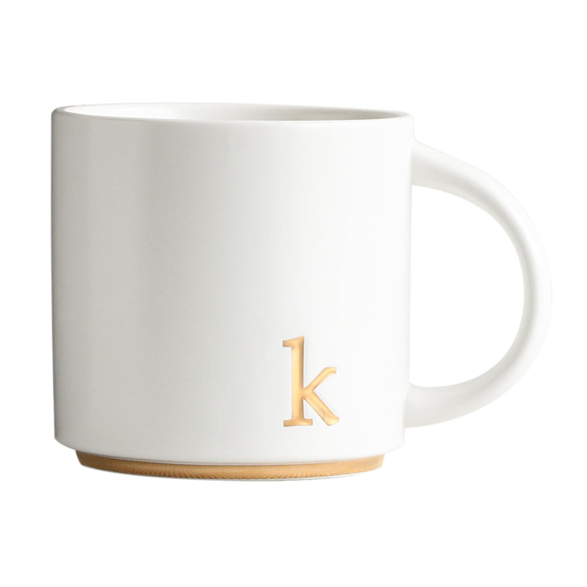 COLLECTIVE HOME Ceramic Coffee Mug, 15 oz Monogram Cup with Gift Box(K)