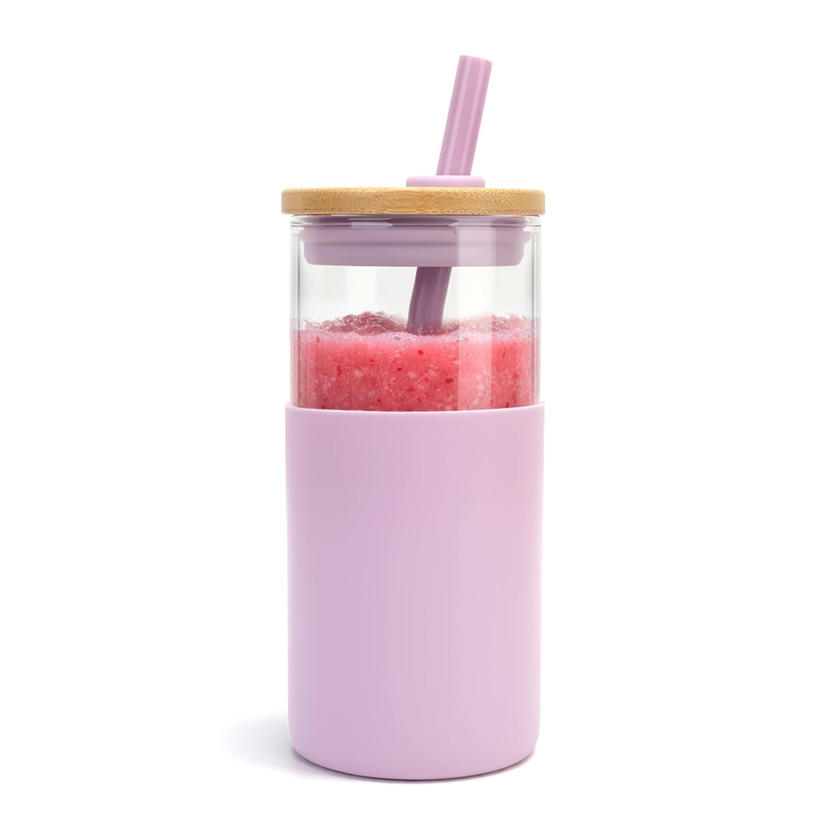 Tronco 24 oz Glass Tumbler with Lids and Straws, Reusable Iced Coffee Cups