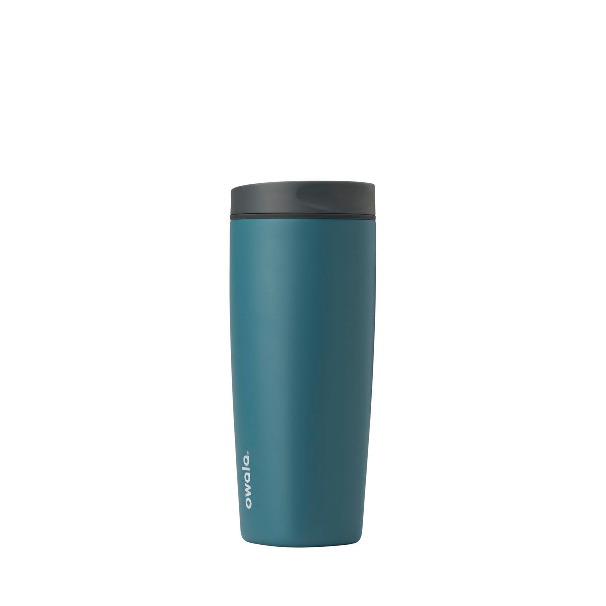 Owala SmoothSip Slider Insulated Stainless Steel Coffee Tumbler, Reusable Iced Coffee Cup, Hot Coffee Travel Mug, BPA Free 12 oz, Pink/Tan (Daybreak)