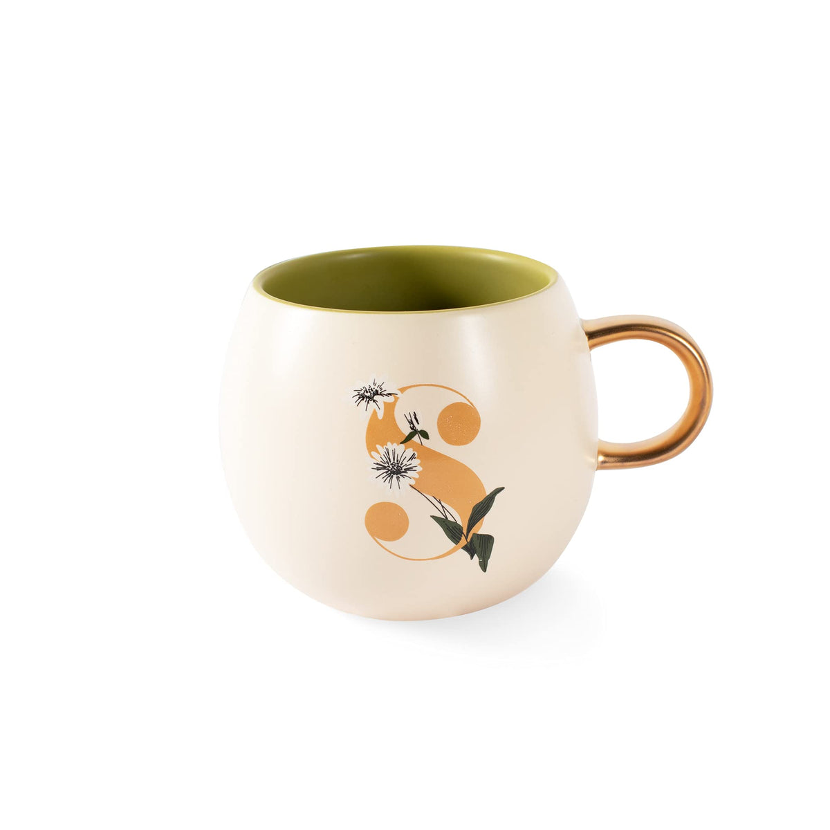 Fringe Studio Artisan Stoneware Mug, "WHITE FLORAL M" 3.75" DIA. X 3.5"H, 13 FL.OZ, Prairie Collection (335015)