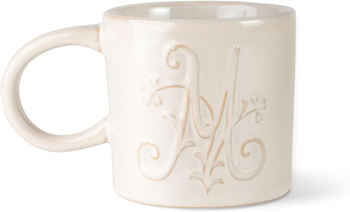 Fringe Studio Artisan Stoneware Mug, "WHITE FLORAL M" 3.75" DIA. X 3.5"H, 13 FL.OZ, Prairie Collection (335015)