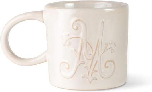 Fringe Studio Artisan Stoneware Mug, "WHITE FLORAL M" 3.75" DIA. X 3.5"H, 13 FL.OZ, Prairie Collection (335015)