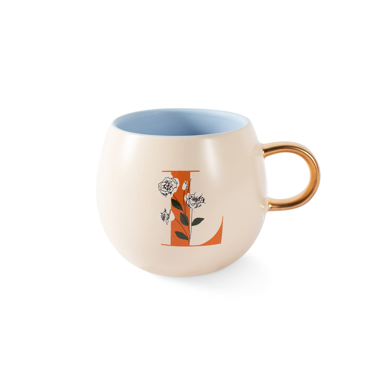 Fringe Studio Artisan Stoneware Mug, "WHITE FLORAL M" 3.75" DIA. X 3.5"H, 13 FL.OZ, Prairie Collection (335015)