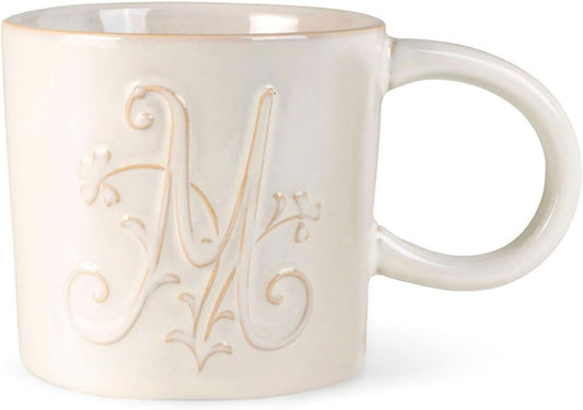 Fringe Studio Artisan Stoneware Mug, "WHITE FLORAL M" 3.75" DIA. X 3.5"H, 13 FL.OZ, Prairie Collection (335015)
