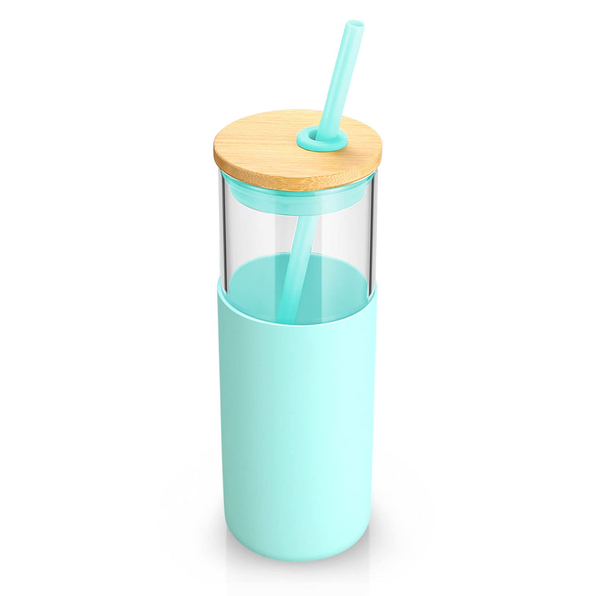 Tronco 24 oz Glass Tumbler with Lids and Straws, Reusable Iced Coffee Cups