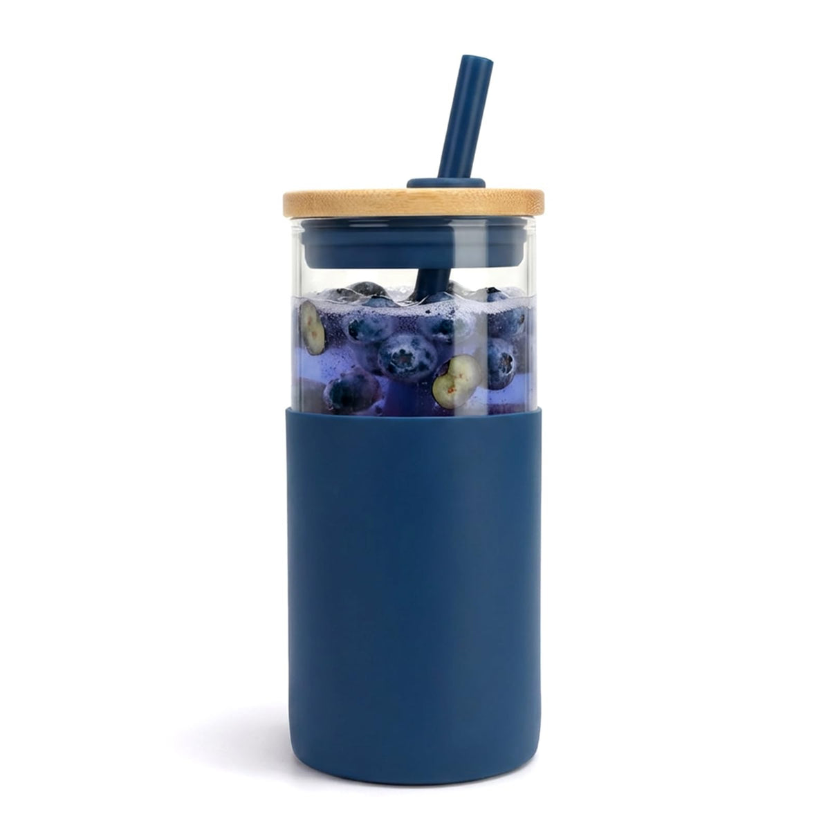 Tronco 24 oz Glass Tumbler with Lids and Straws, Reusable Iced Coffee Cups