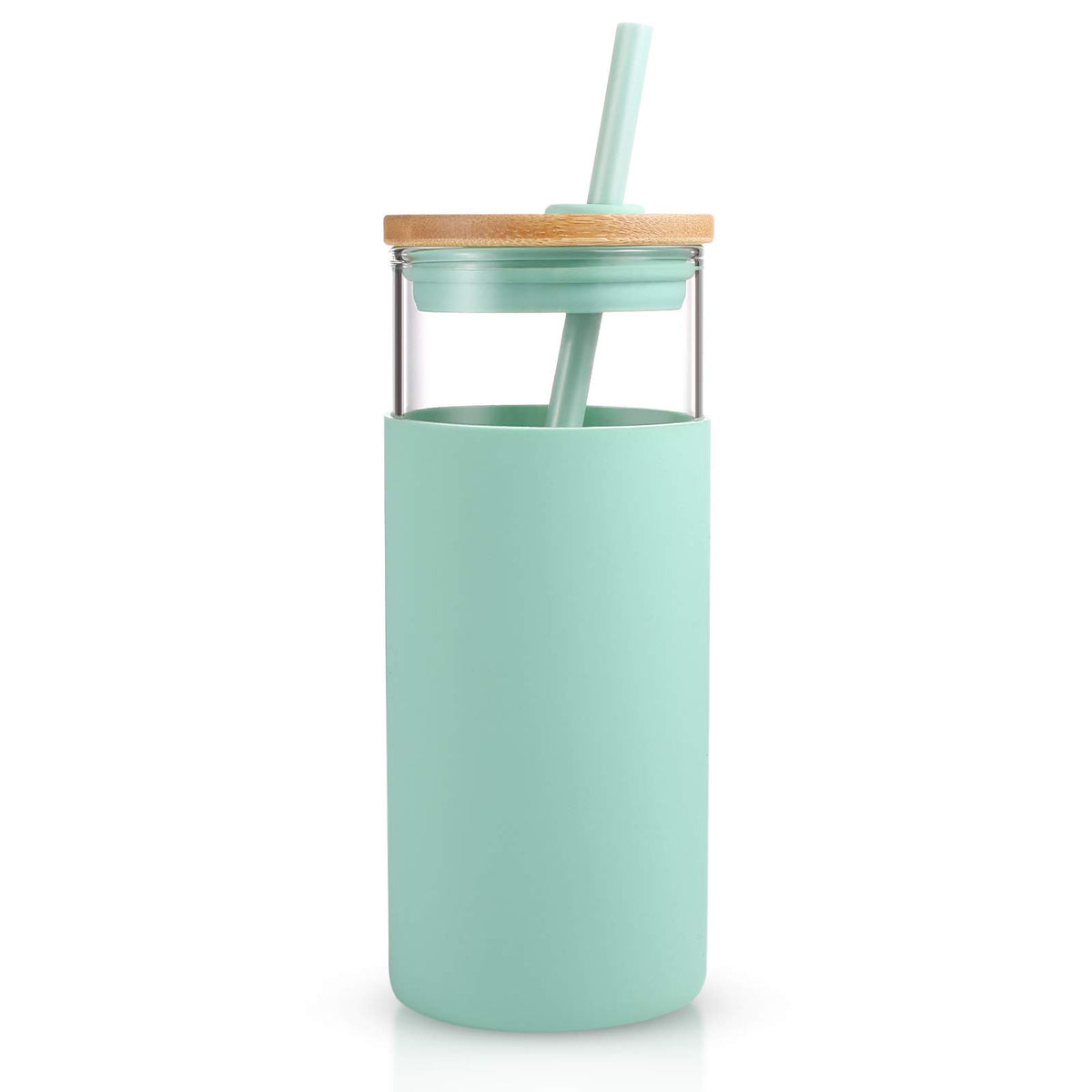 Tronco 20 oz Glass Tumbler with Lids and Straws, Reusable Iced Coffee Cups