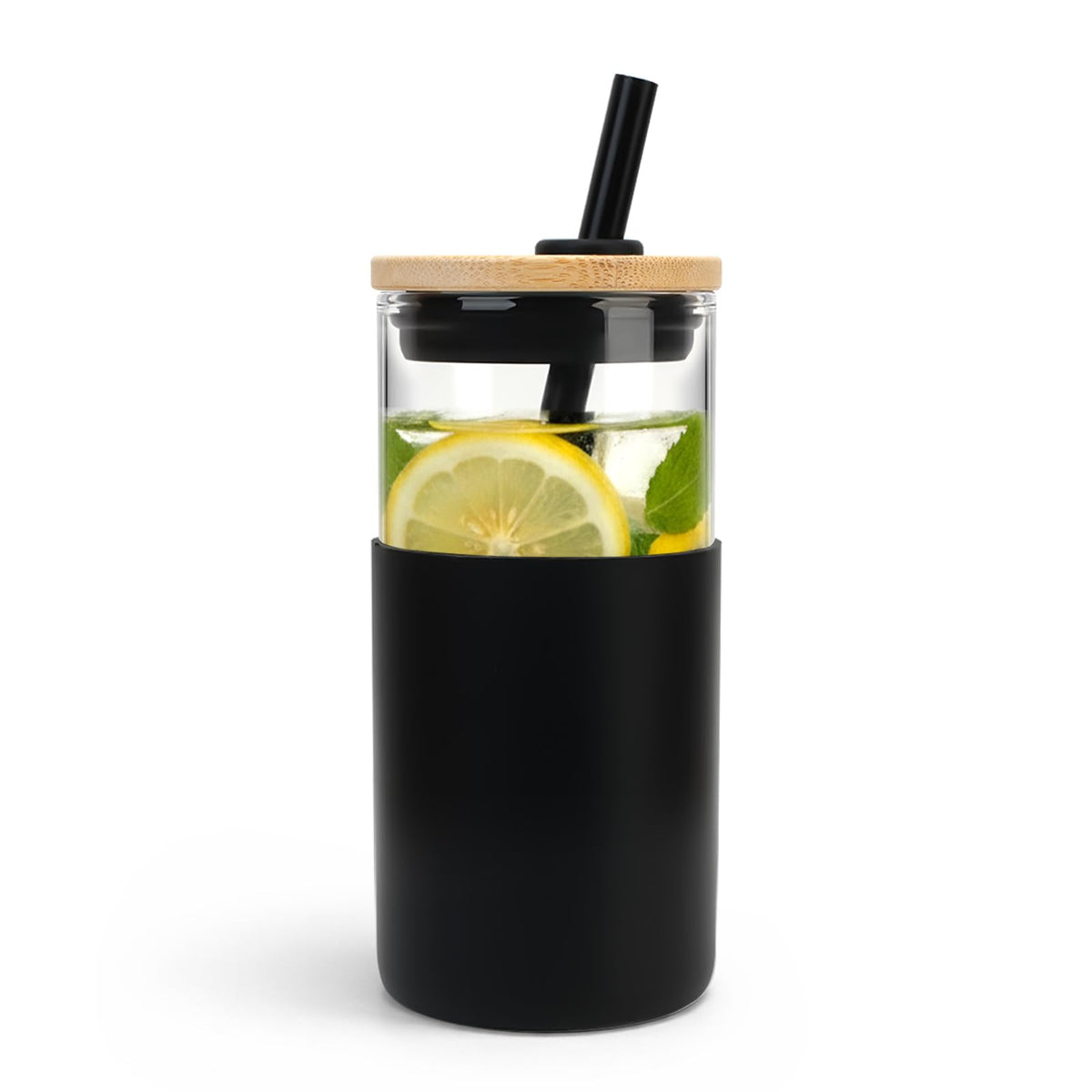 Tronco 24 oz Glass Tumbler with Lids and Straws, Reusable Iced Coffee Cups