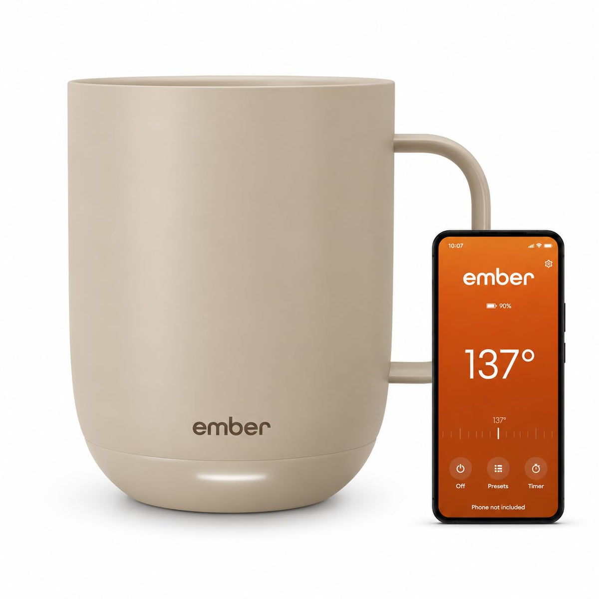 Ember Temperature Control Smart Mug 2, 10 Oz, App-Controlled Heated Coffee Mug with 80 Min Battery Life and Improved Design, White