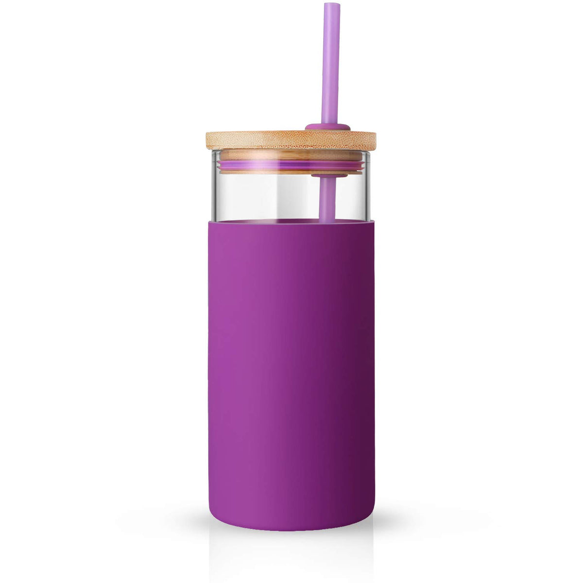 Tronco 20 oz Glass Tumbler with Lids and Straws, Reusable Iced Coffee Cups