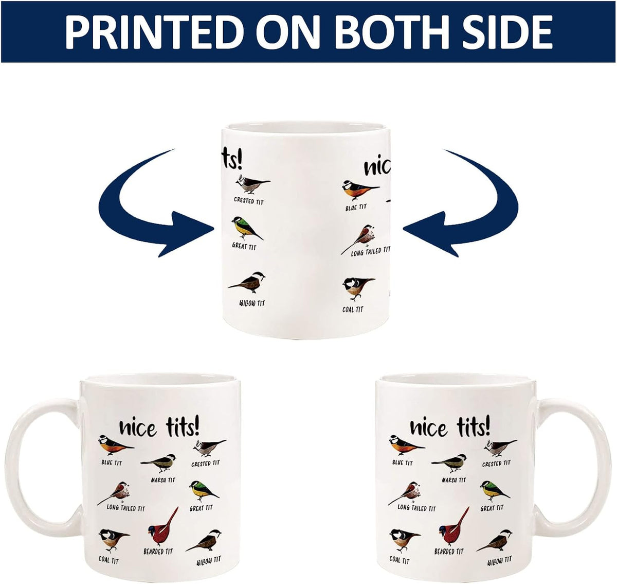 Jigfoxy Nice Tits Bird Mug, Funny Birds Coffee Mugs, Bird Watching Gifts