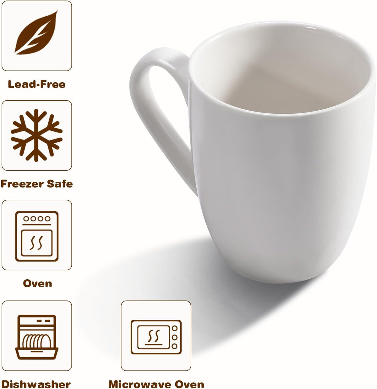 Urbanstrive Large Ceramic Coffee Mug 16oz(475ml) Tea Cups Idea Gifts White