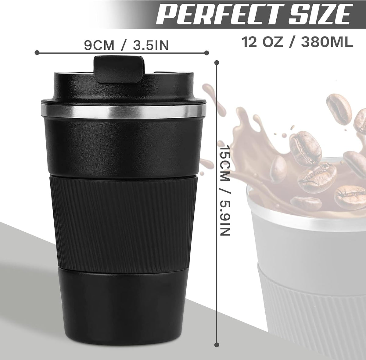 Vacuum Insulated Stainless Steel Travel Coffee Mug,Leak Proof Cup with Lid
