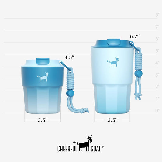 CHEERFUL GOAT Ceramic Lined Coffee Mug – Stainless Steel Travel insulated Tumbler with Ceramic Liner, with lid, 10oz Cup for Hot and Cold Water Coffee at Home, Office, or On the Go (Blue)