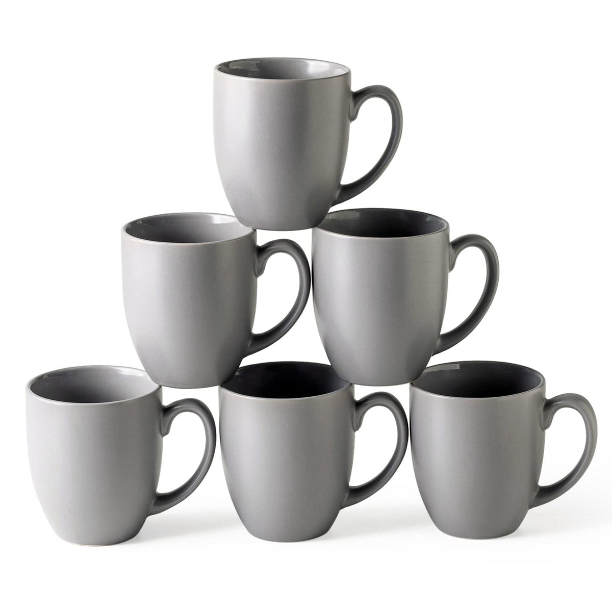 AmorArc 16 oz Coffee Mugs Set of 6, Large Ceramic Matte Black Coffee Cups