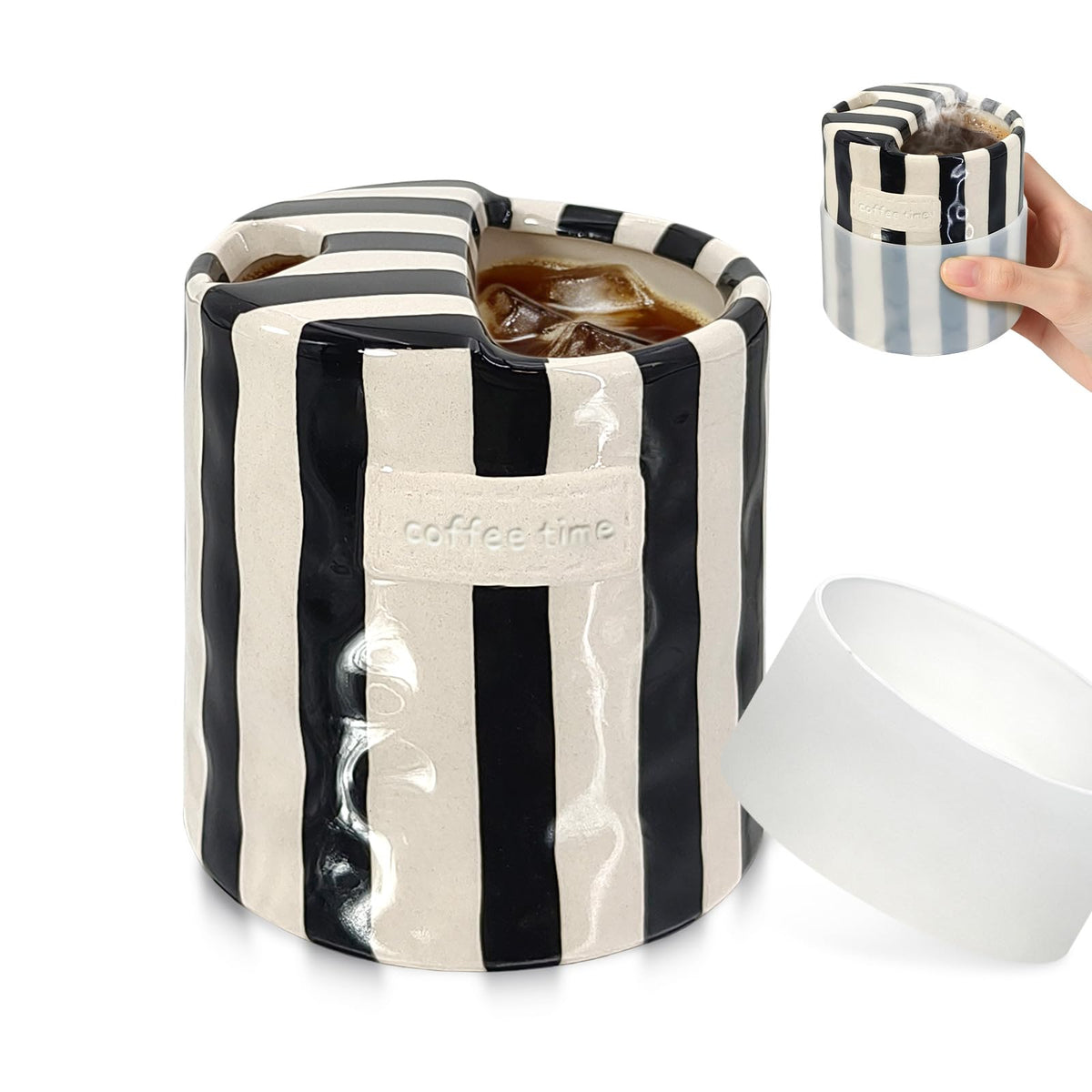 10 oz Ceramic Coffee Mug with Sip Hole & Silicone Sleeve, Green