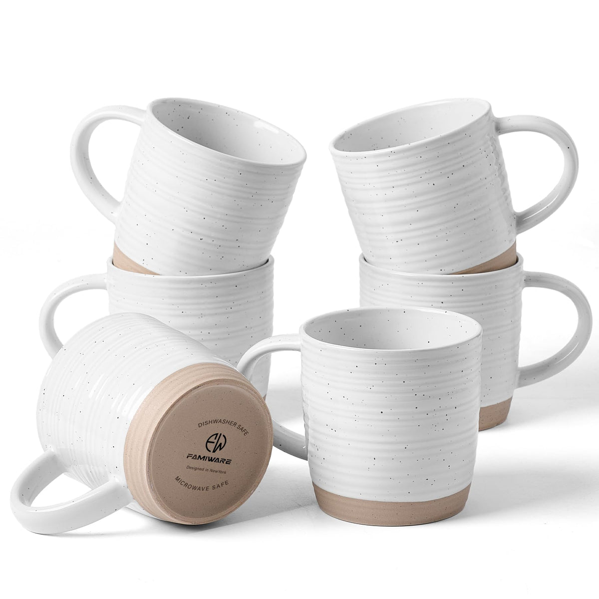 famiware Coffee Mugs Set of 6, 13 oz Mug Set, Ceramic Cup Set with Handle