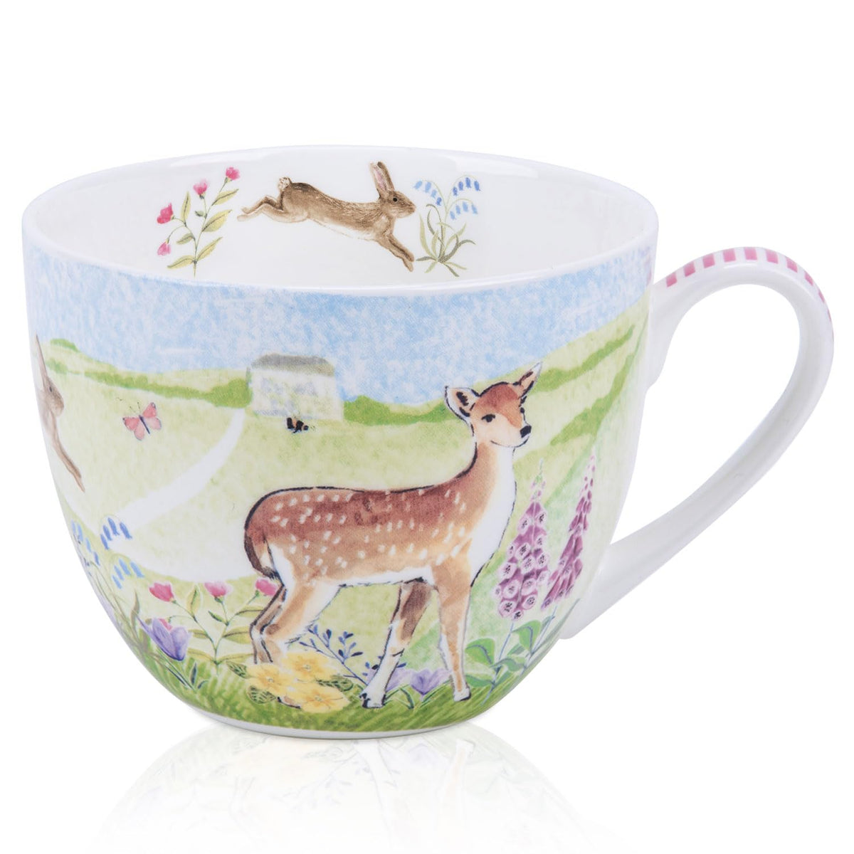 Autumn Forest Animal Mug - 20 oz Bone China Coffee Mug with Fox, Squirrel & Duck, Cozy Fall Gift for Nature Lovers and Friends, Designed in England by Harvest Green Studio