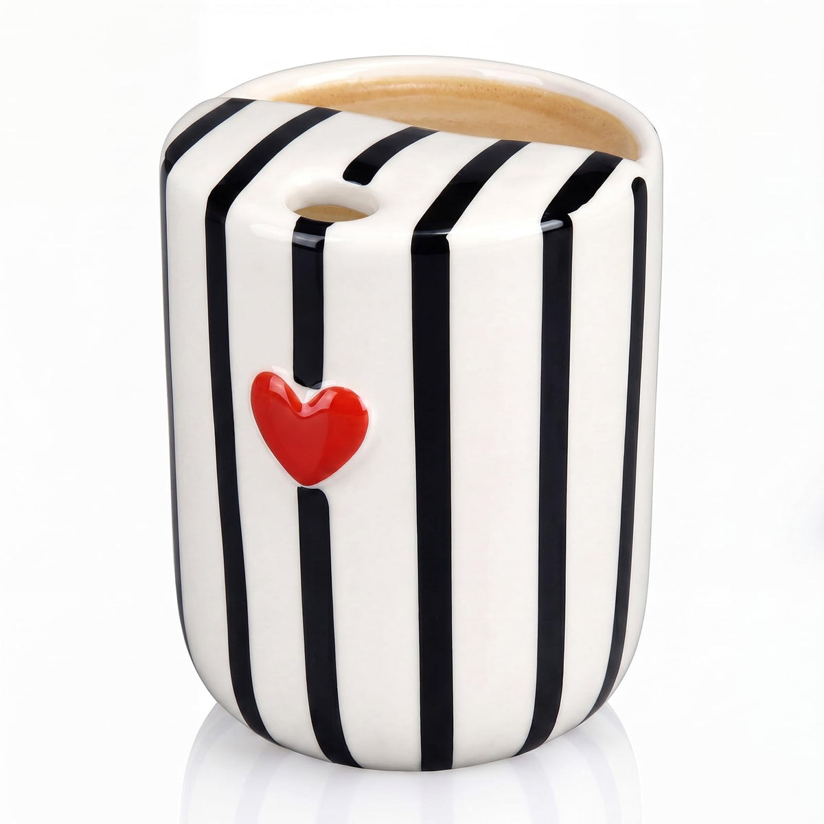 1 Pcs Ceramic Mug with Sip Hole 10 oz Light Blue Striped