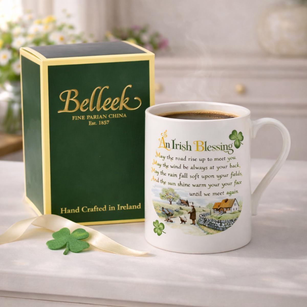 Belleek Irish Blessing Mug | 14oz Parian China | Made in Ireland