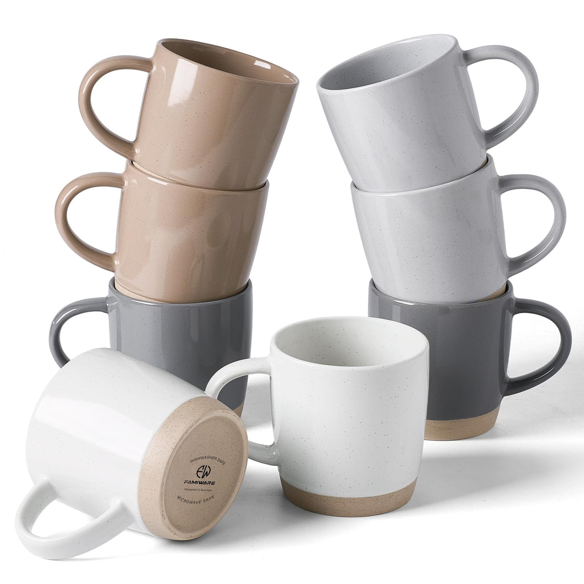 famiware Mercury Coffee Mugs 13 oz, Coffee Mugs Set of 4 with Handle, Cups for Latte, Hot Tea, Cappuccino, Mocha, Cocoa, Multi-color