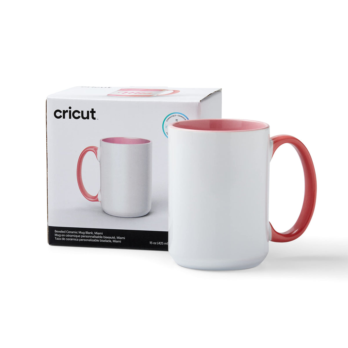 Cricut Beveled Blank Mug to Decorate, White/Gray