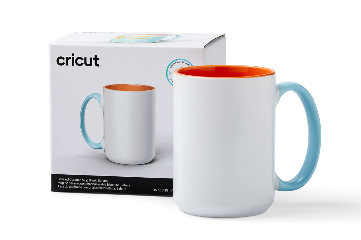 Cricut Beveled Blank Mug to Decorate, White/Gray