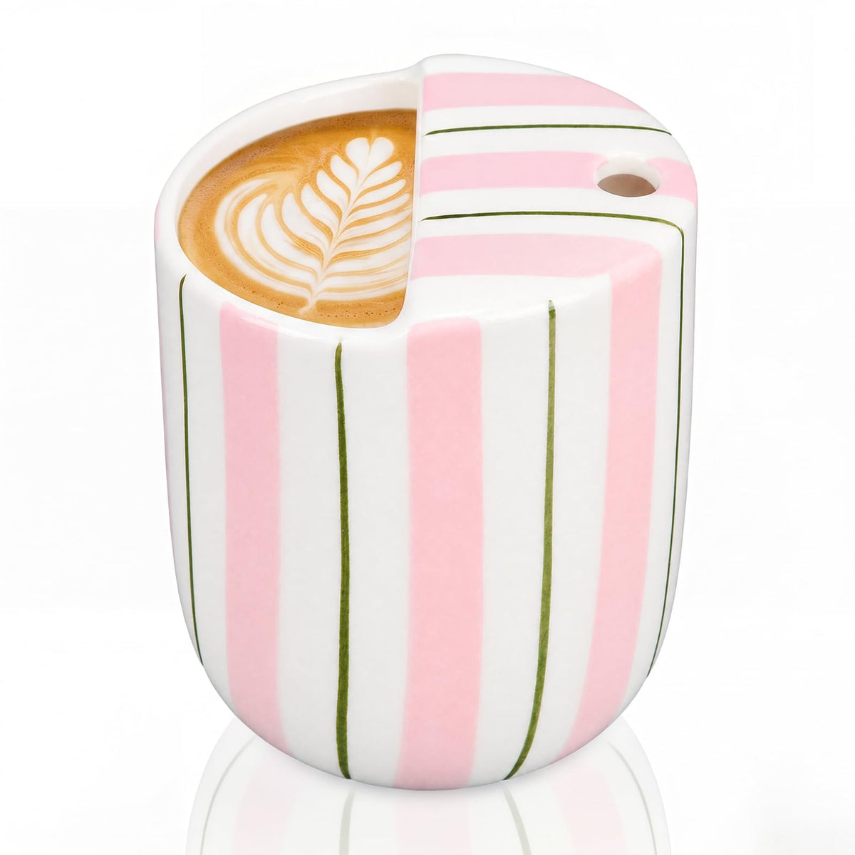 1 Pcs Ceramic Mug with Sip Hole 10 oz Light Blue Striped
