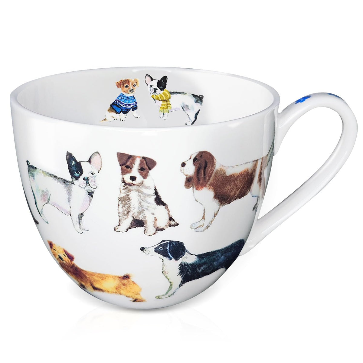 Orange Halloween Mug – 20oz Bone China Coffee Mug with Black Cat, Ghost, Pumpkin & Bat, Perfect Fall Gift for Halloween Lovers, Designed in England by Harvest Green Studio