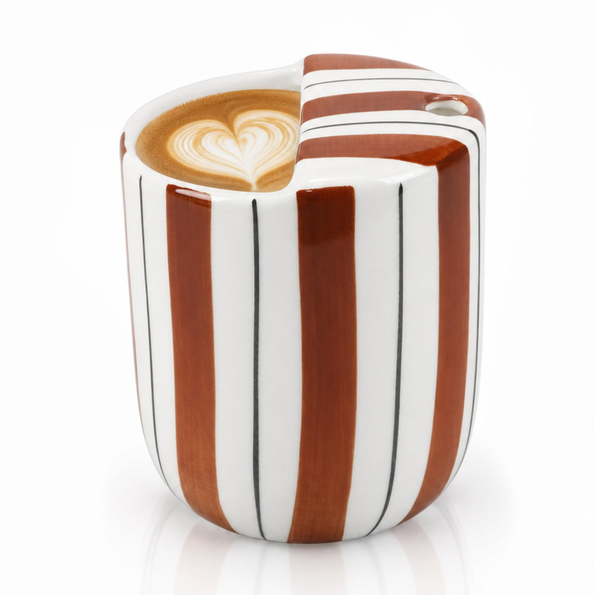 1 Pcs Ceramic Mug with Sip Hole 10 oz Light Blue Striped