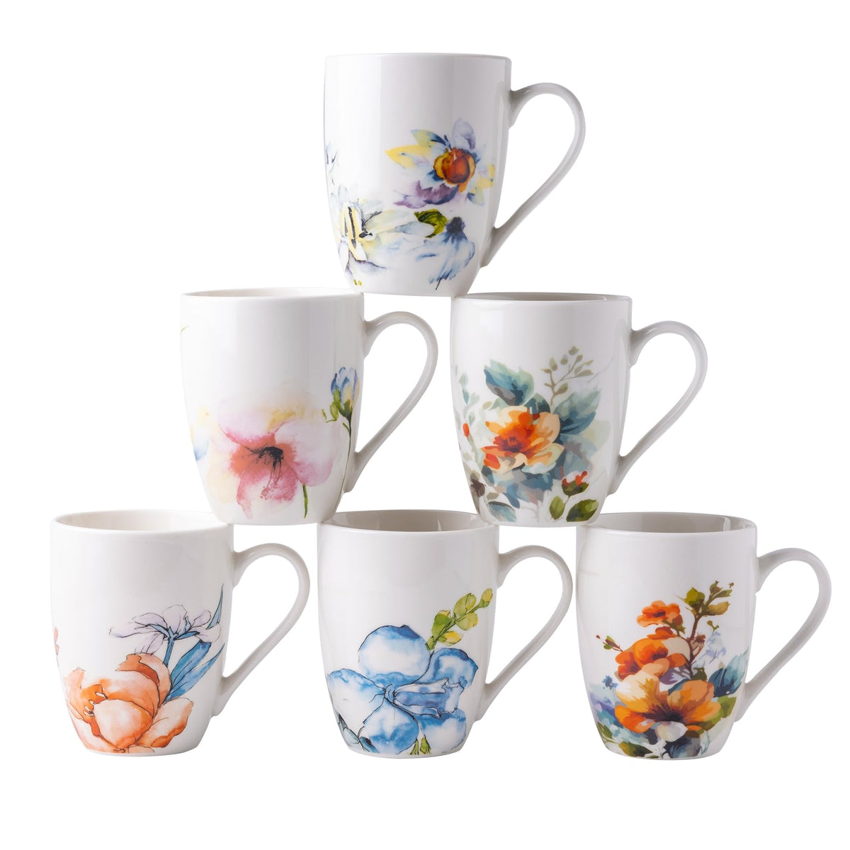 GBhome White Coffee Mugs Set of 12, 12 oz Ceramic Coffee Cups