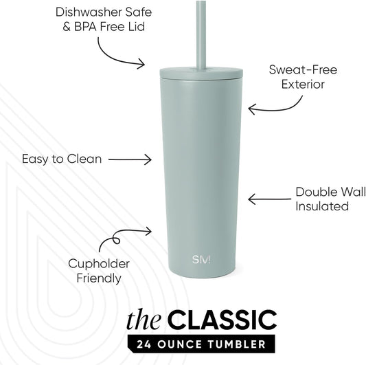 Simple Modern Iced Coffee Tumbler, Insulated | 24oz | Green