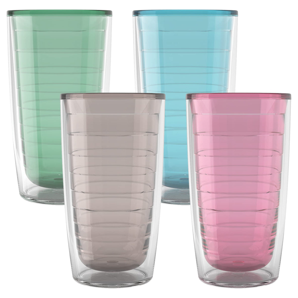 Tervis Clear & Colorful Tabletop Made in USA Double Walled Insulated Tumbler Travel Cup Keeps Drinks Cold & Hot, 16oz Mug, Clear