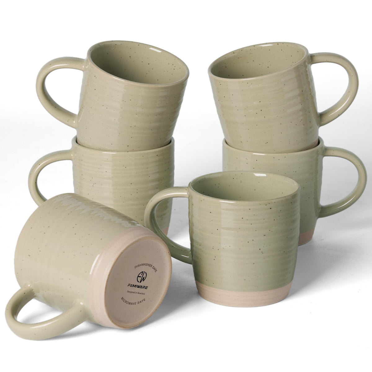 famiware Coffee Mugs Set of 6, 13 oz Mug Set, Ceramic Cup Set with Handle
