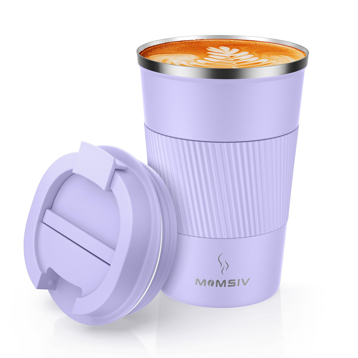 MOMSIV 12oz Travel Coffee Mug, Insulated Coffee Cup with Leakproof Lid
