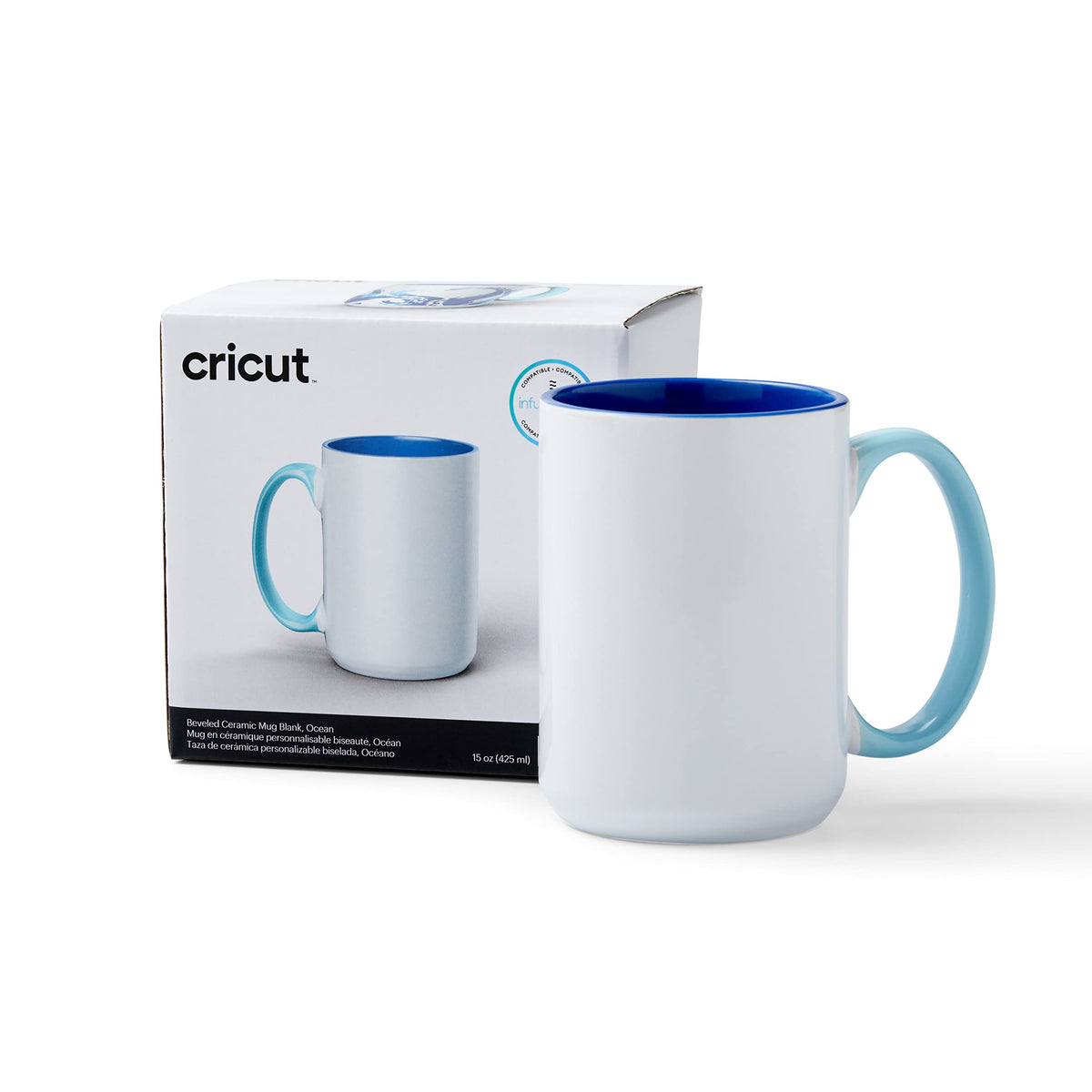 Cricut Beveled Blank Mug to Decorate, White/Gray