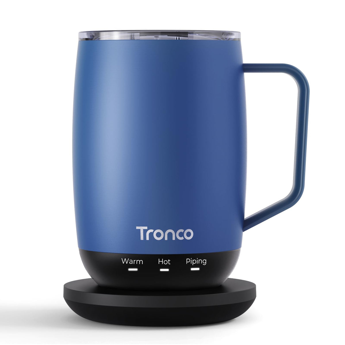Tronco Temperature Control Heated Coffee Mug 14 oz – Rechargeable Self-Heating Coffee Cup with Lid – Manual Control, 3 Modes, 130 Min Battery Life, Auto Shut-Off (White)