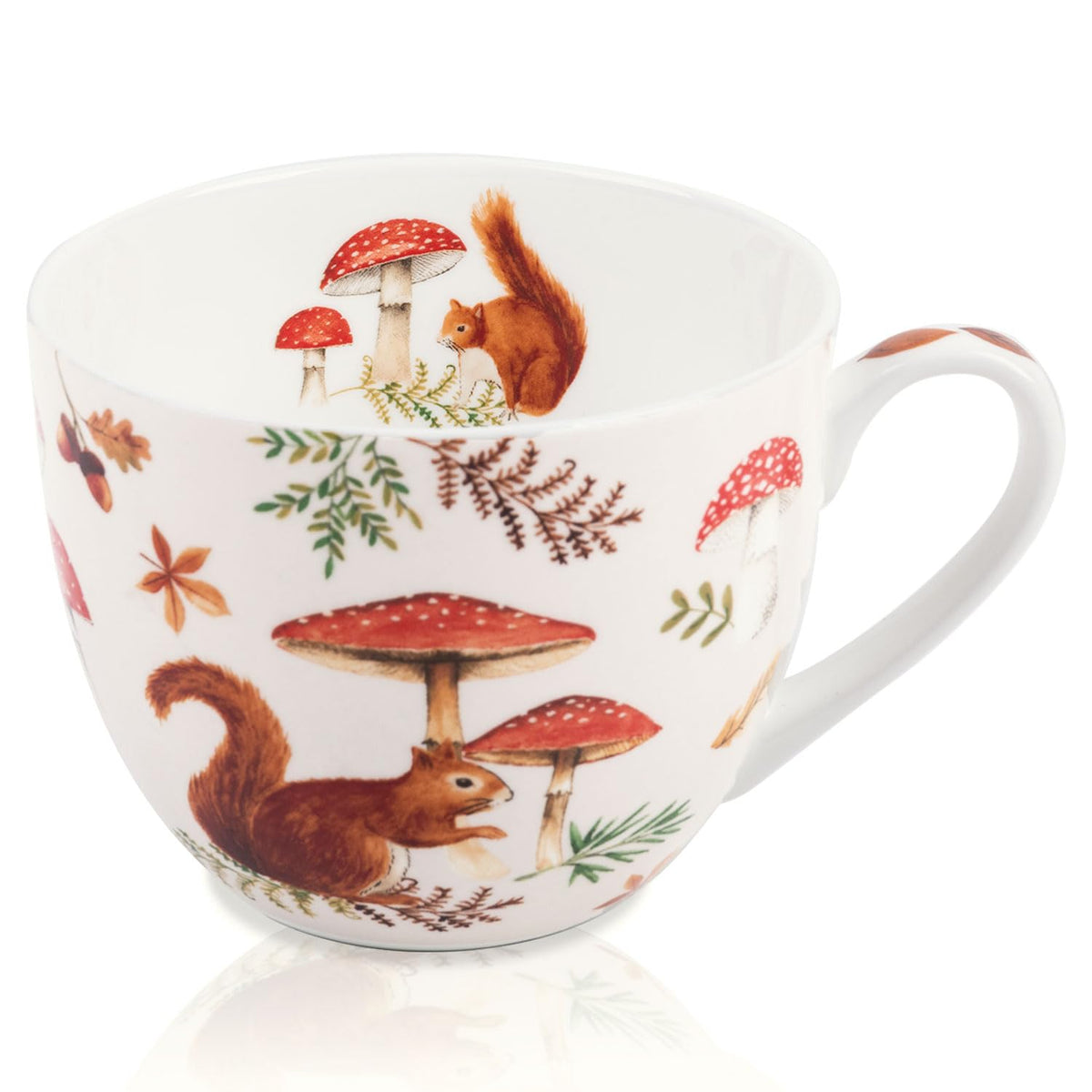 Orange Halloween Mug – 20oz Bone China Coffee Mug with Black Cat, Ghost, Pumpkin & Bat, Perfect Fall Gift for Halloween Lovers, Designed in England by Harvest Green Studio