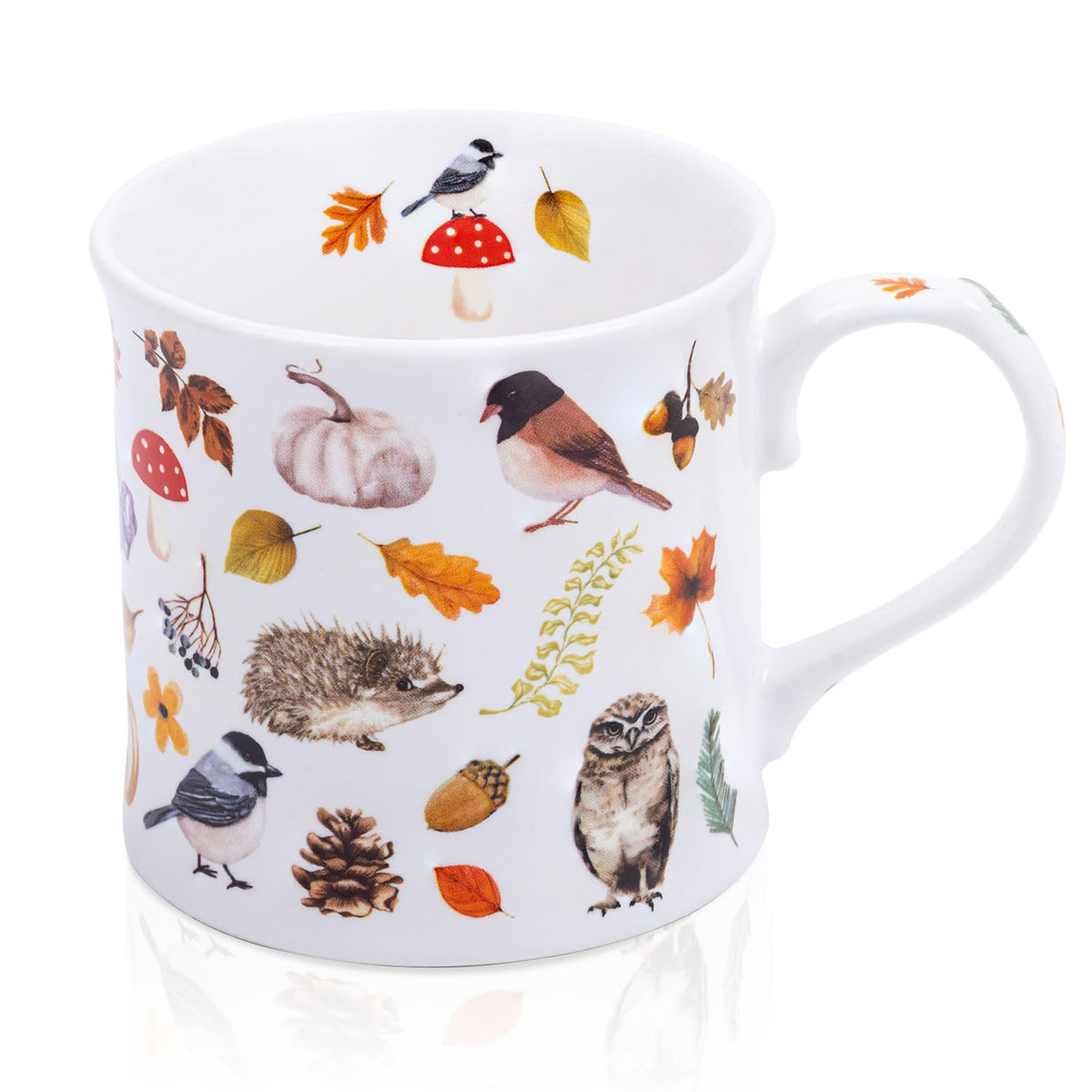 Spring Hummingbird Floral Coffee Mug, 12oz Dark Teal Ceramic Mug with Wisteria and Fluttering Hummingbird, Elegant Gift Mug for Mom, Women & Bird Lovers, Designed in England by Harvest Green Studio