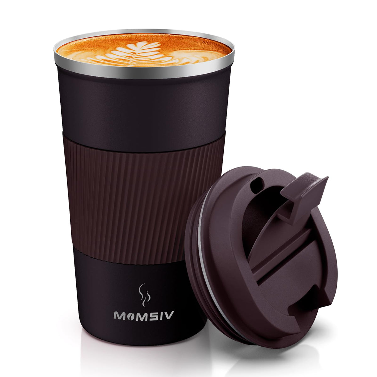 MOMSIV 12oz Travel Coffee Mug, Insulated Coffee Cup with Leakproof Lid