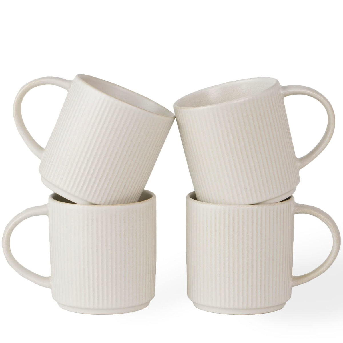 famiware Coffee Mug Set of 4, Star 12 oz Ceramic Mugs Cups Set with Handle