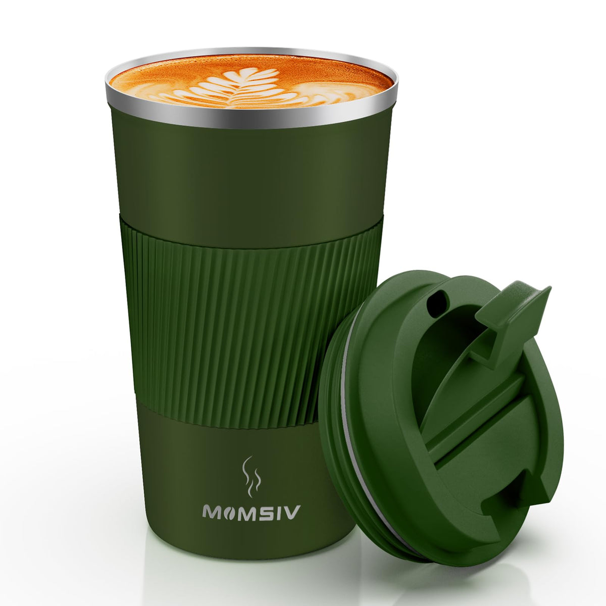 MOMSIV 12oz Travel Coffee Mug, Insulated Coffee Cup with Leakproof Lid