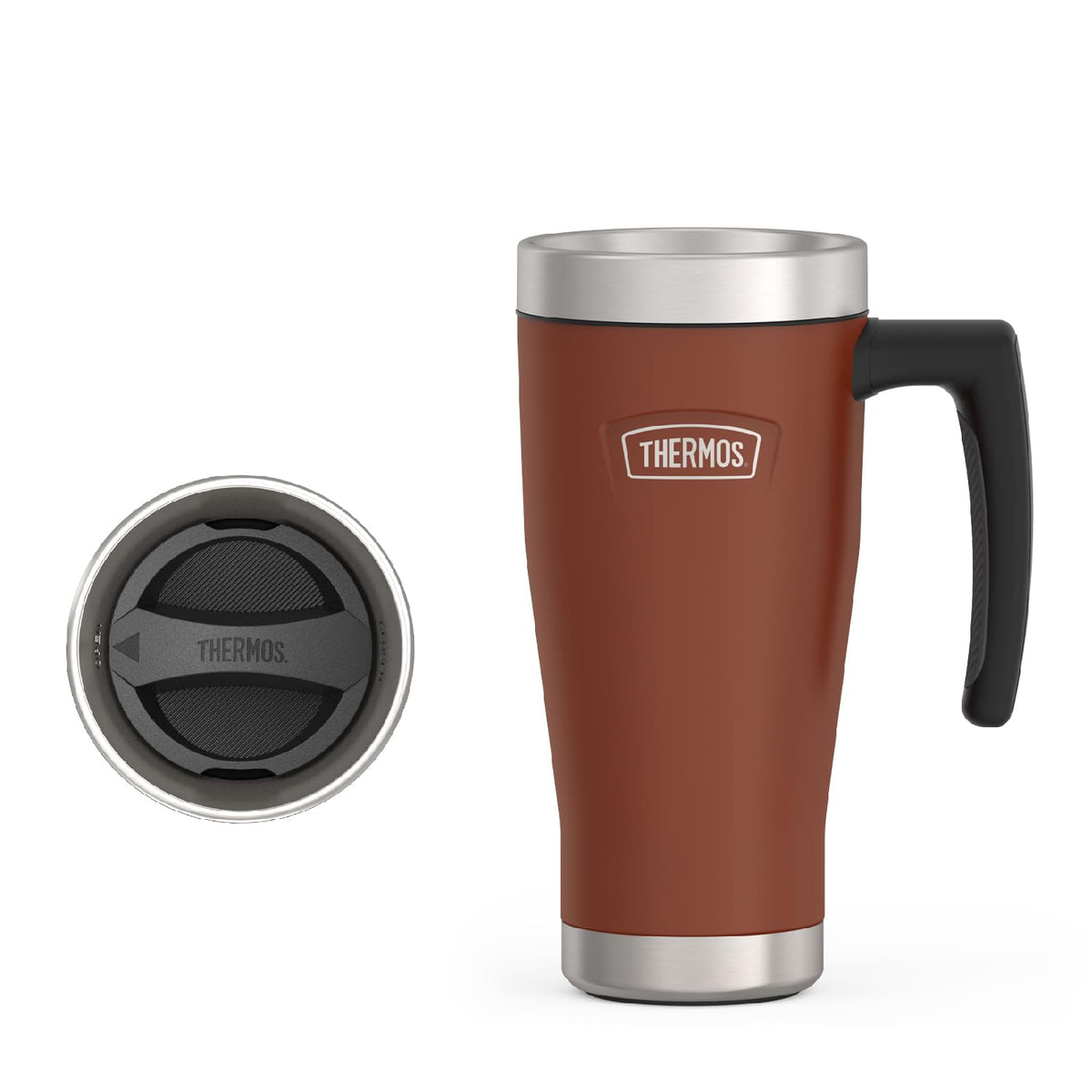 THERMOS ICON SERIES, Stainless Steel Mug, Matte Stainless Steel, 16 oz