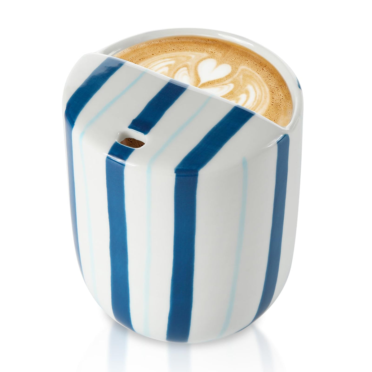 1 Pcs Ceramic Mug with Sip Hole 10 oz Light Blue Striped