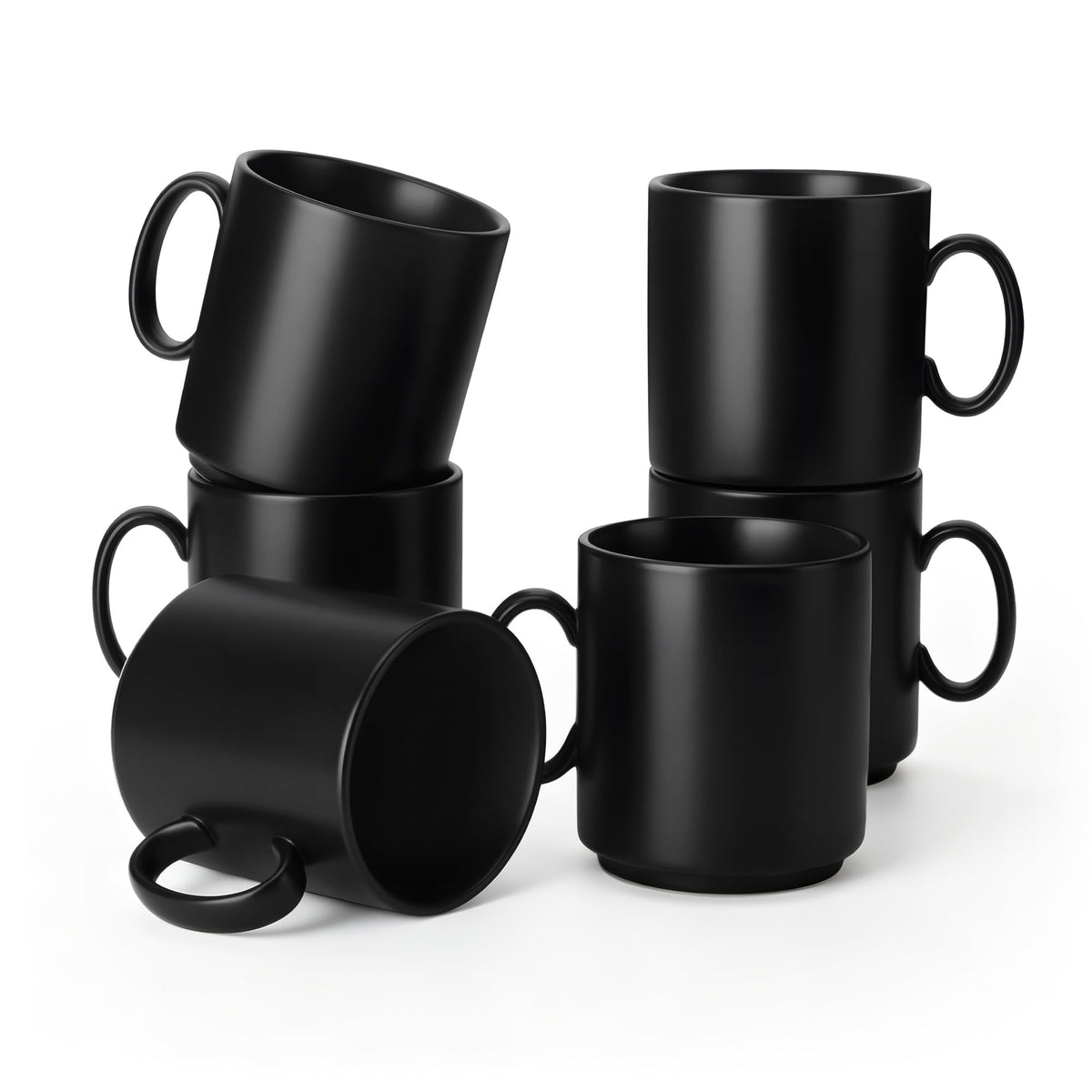 vancasso Porcelain Coffee Mugs Set of 6, 16 oz Coffee Cups for Latte, Cappuccino, Tea & Hot Cocoa, Modern Minimalist Mug Set for Home & Office, Microwave & Dishwasher Safe, White