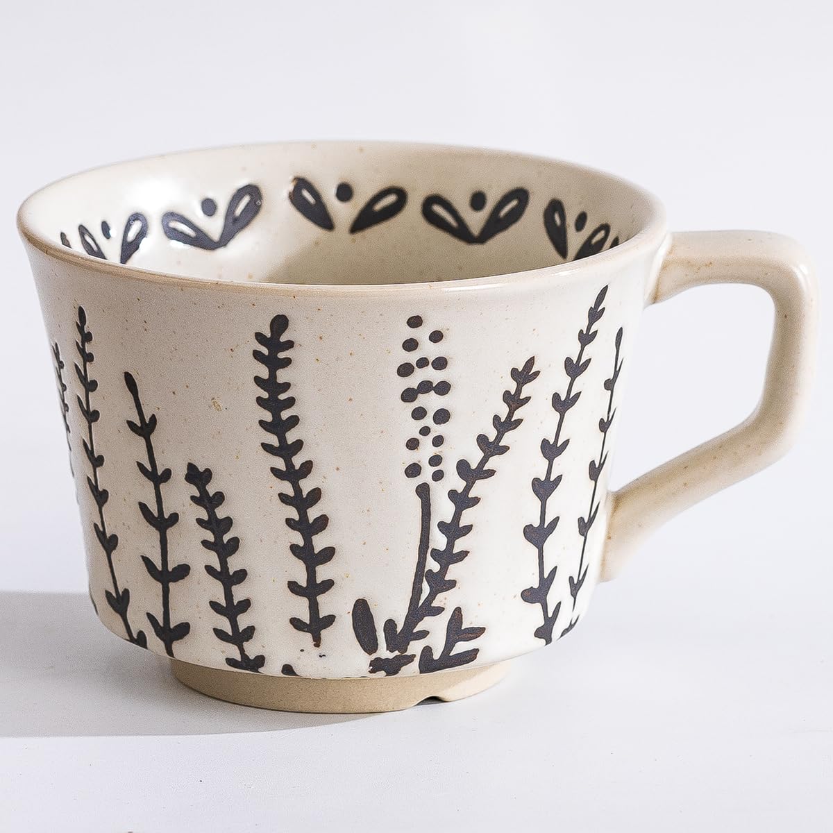Ceramic Mug, 11oz - Vintage Cups Mug for Coffee Milk Latte Cappuccino Tea, Porcelain Cups Dishwasher Microwave Freezer Safe Stoneware (Brown Leaf Mug 1 pc)