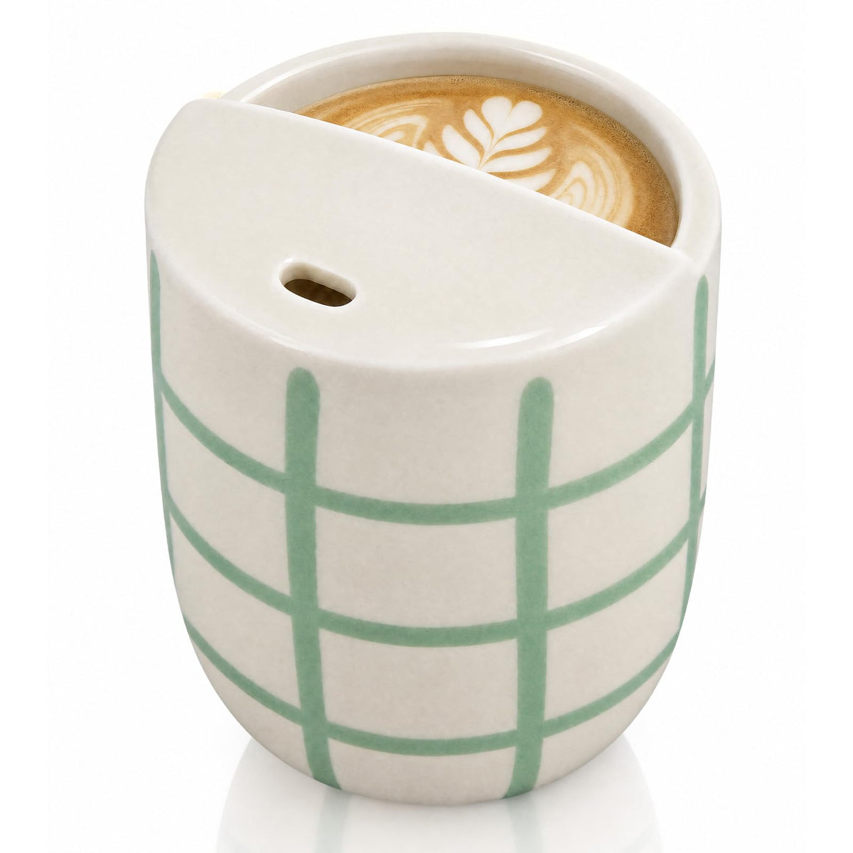 1 Pcs Ceramic Mug with Sip Hole 10 oz Light Blue Striped
