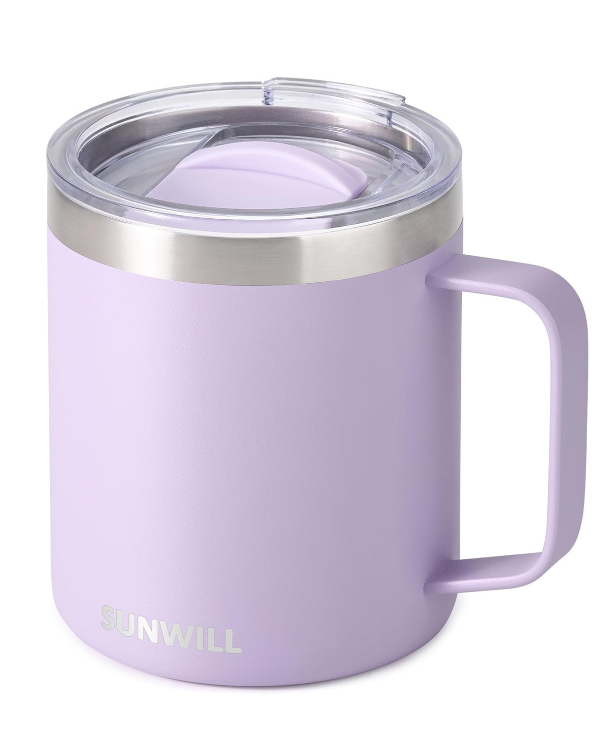 SUNWILL Insulated Coffee Mug, Stainless Steel 14 oz, Splash-Proof Lid