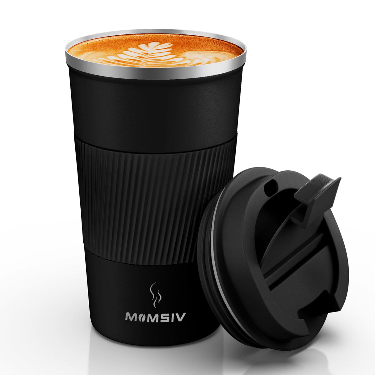 MOMSIV 12oz Travel Coffee Mug, Insulated Coffee Cup with Leakproof Lid